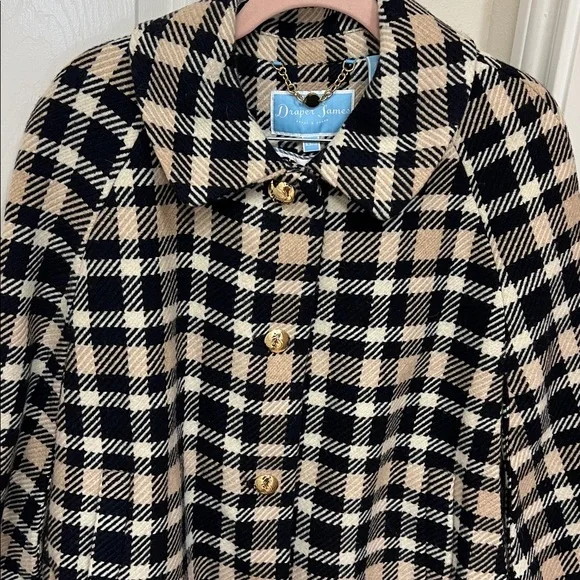 Draper James Plaid Cape with Gold Chain Accent - Picture 3 of 5